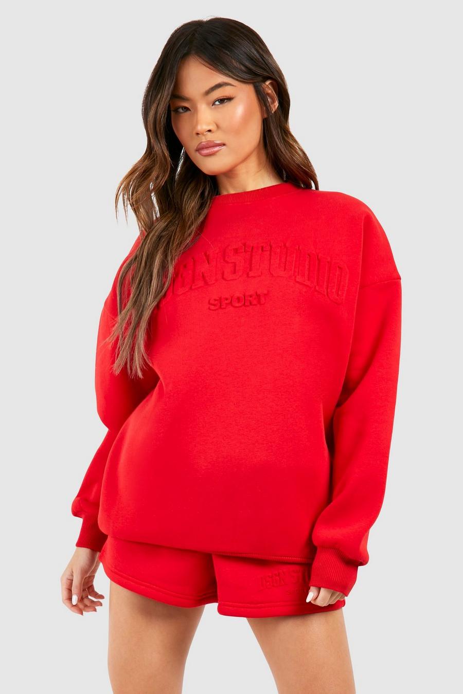 Red Dsgn Studio Embossed Oversized Sweatshirt 