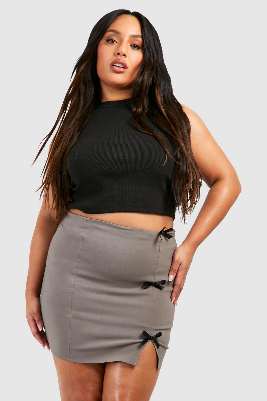 Grande taille - Jupe-short, Taupe