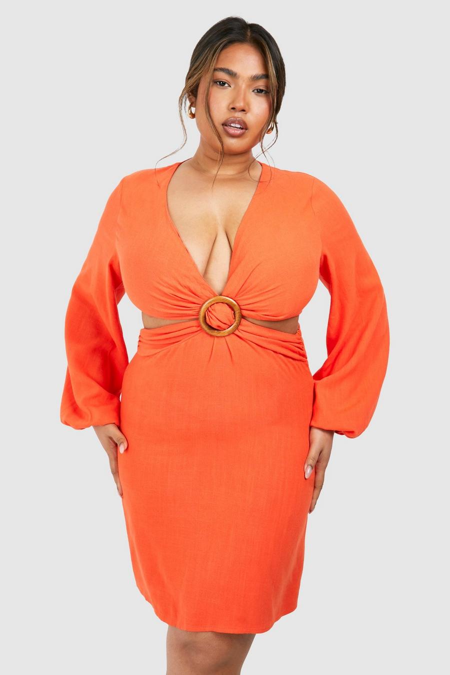 Orange Plus Kort klänning med cut-outs image number 1