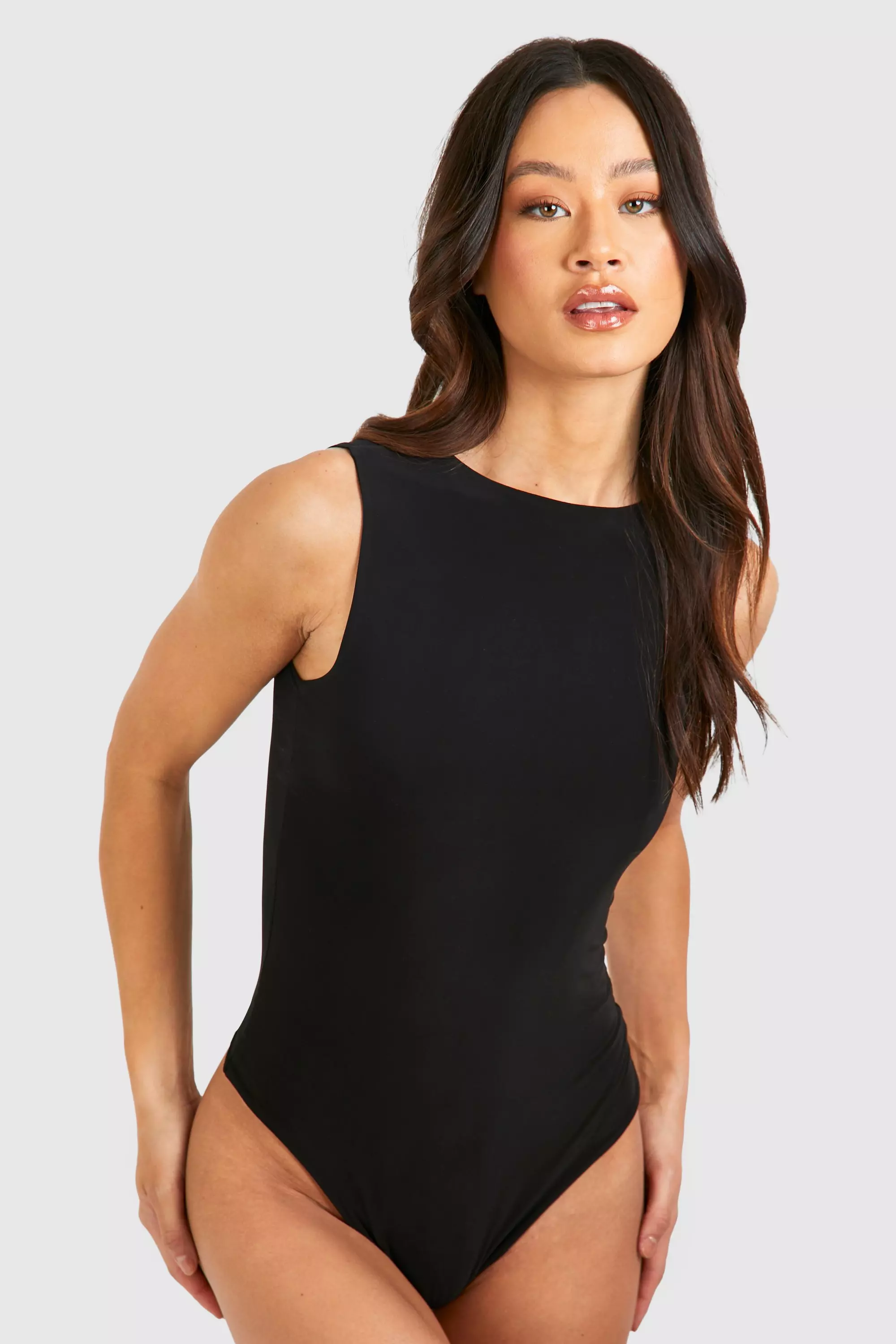 Black Tall Sleeveless Double Layer Bodysuit alternative image