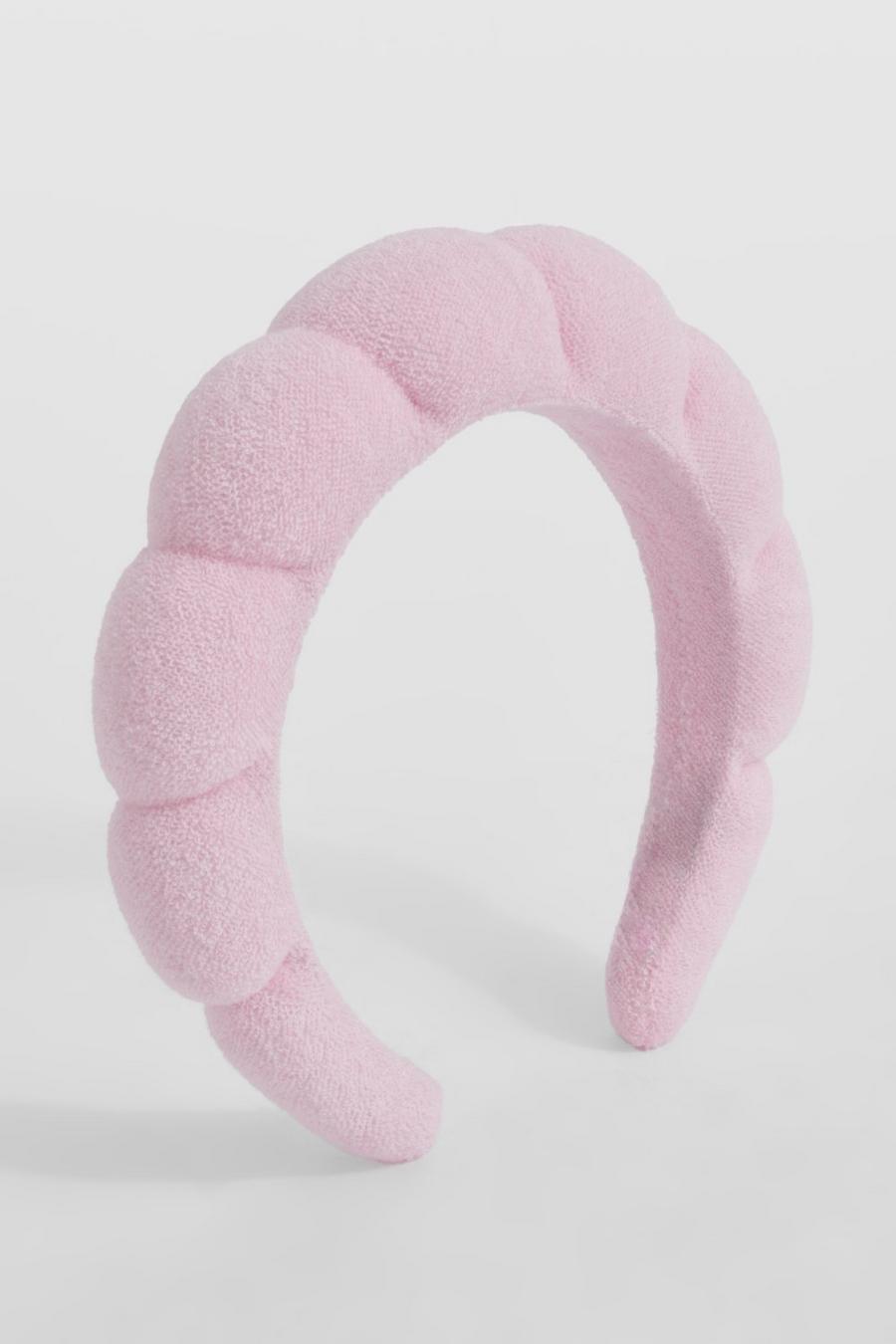 Pink Hårband i frotté med struktur