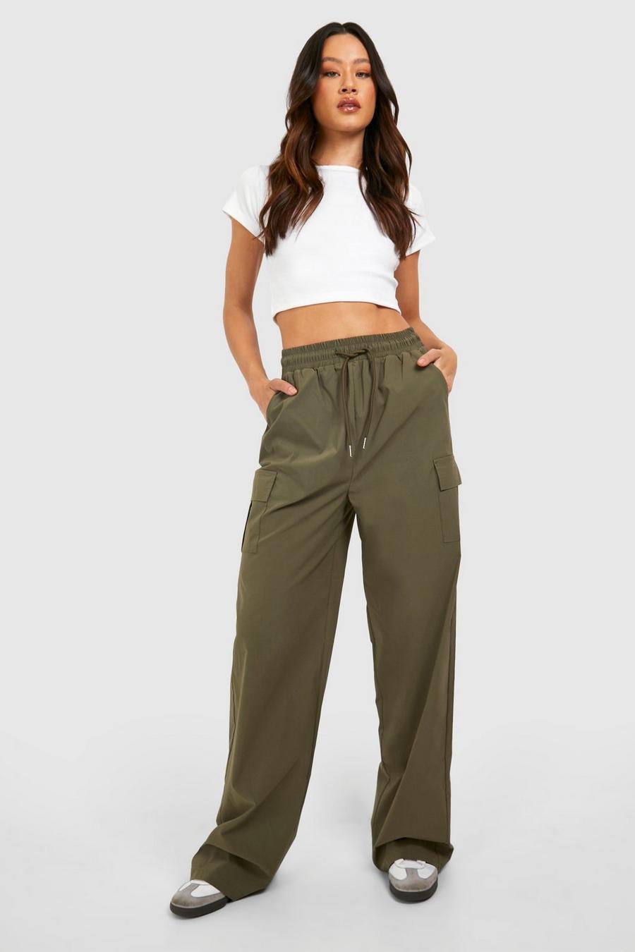 Womens Casual High Waisted Cargo Pants with Pockets