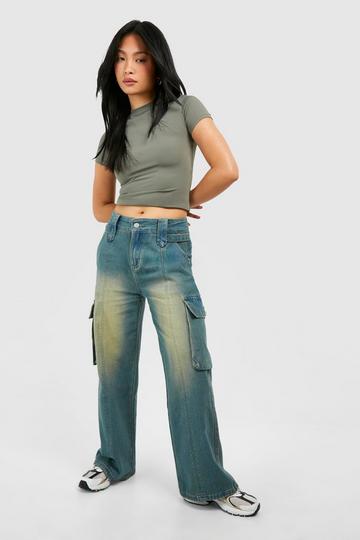 Petite Bruna vintagejeans med justerbar midja vintage wash