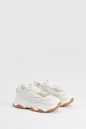 Chunky Lace Up Sneakers beige