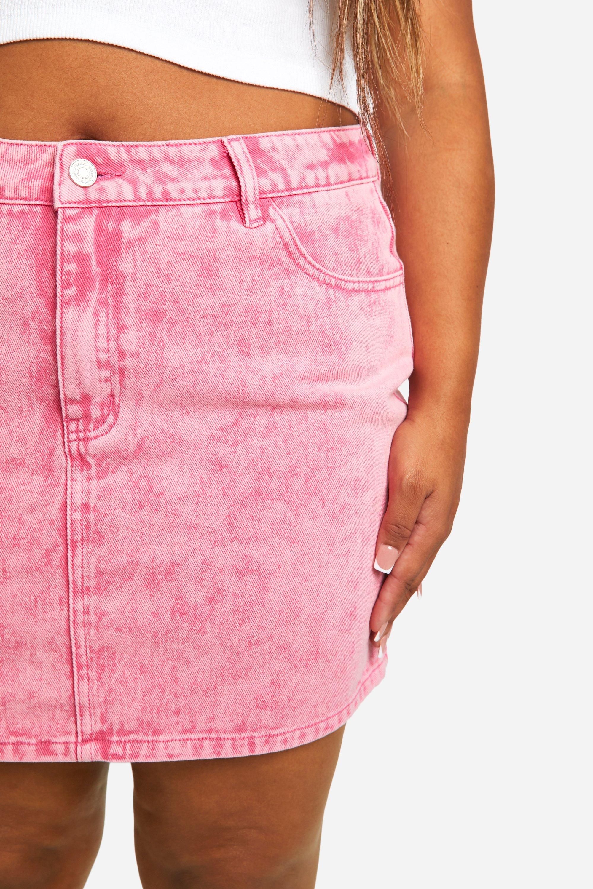 Plus Washed Denim Mini Skirt