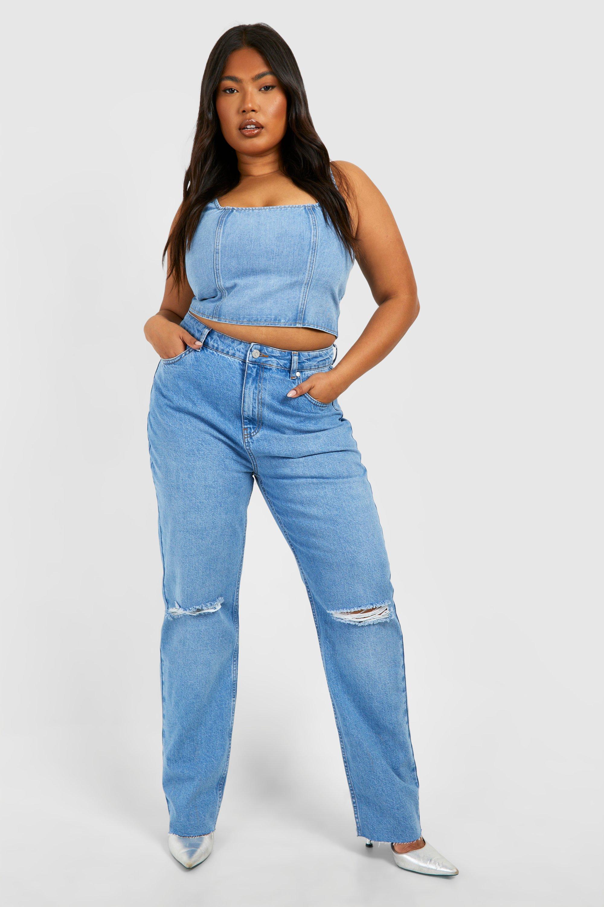 DENIM CORSET TOP LIGHT BLUE