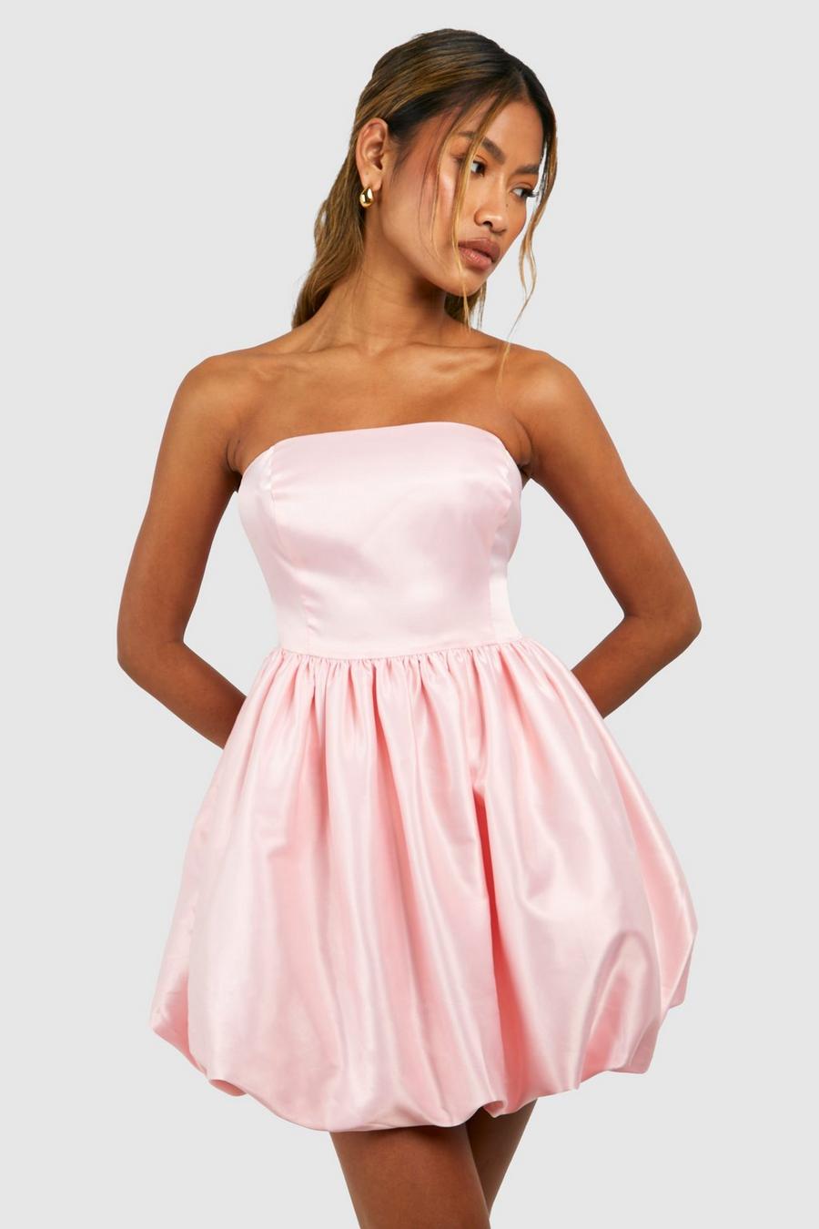 Pink Bandeau Volume Mini Dress