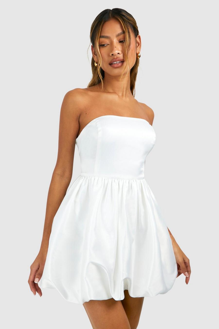 White Bandeau Volume Mini Dress image number 1