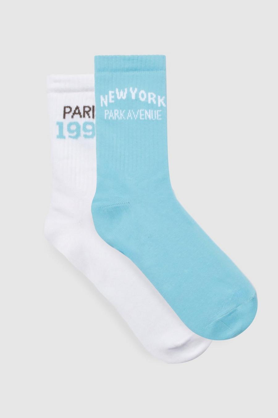 Pack de 2 pares de calcetines deportivos con ciudad, Blue image number 1