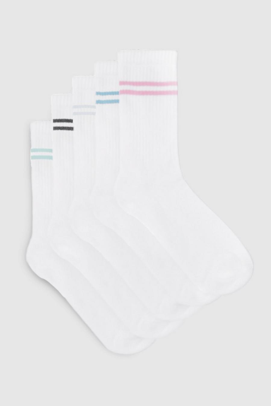 Multi 5 Pack Bright Striped Sports Socks  image number 1