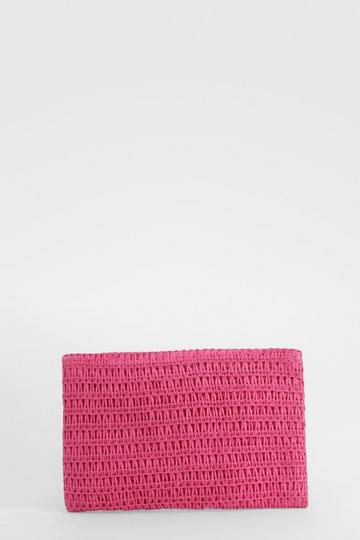 Colour Pop Straw Clutch Bag pink