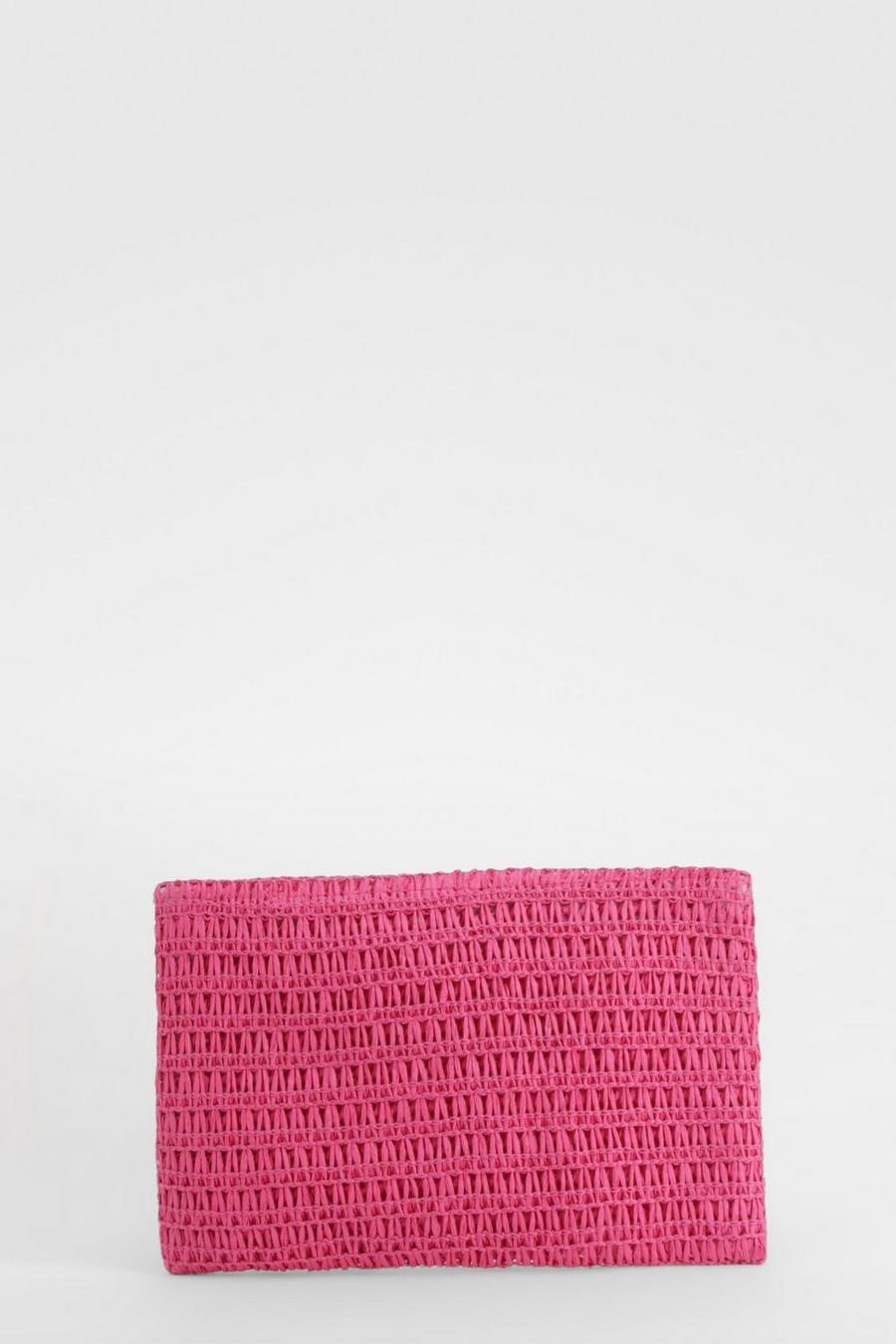 Pink Colour Pop Straw Clutch Bag image number 1