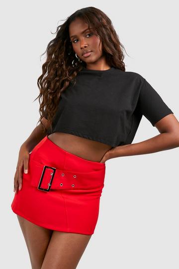 Soft Touch Belted Micro Mini Skirt rust