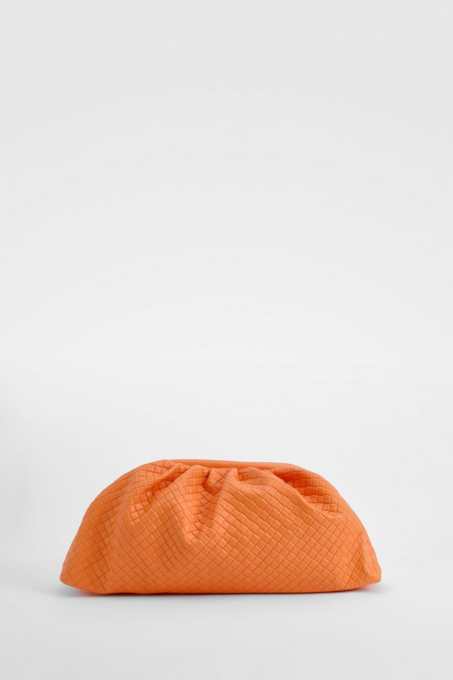 Orange Oversized Woven Clutch Bag