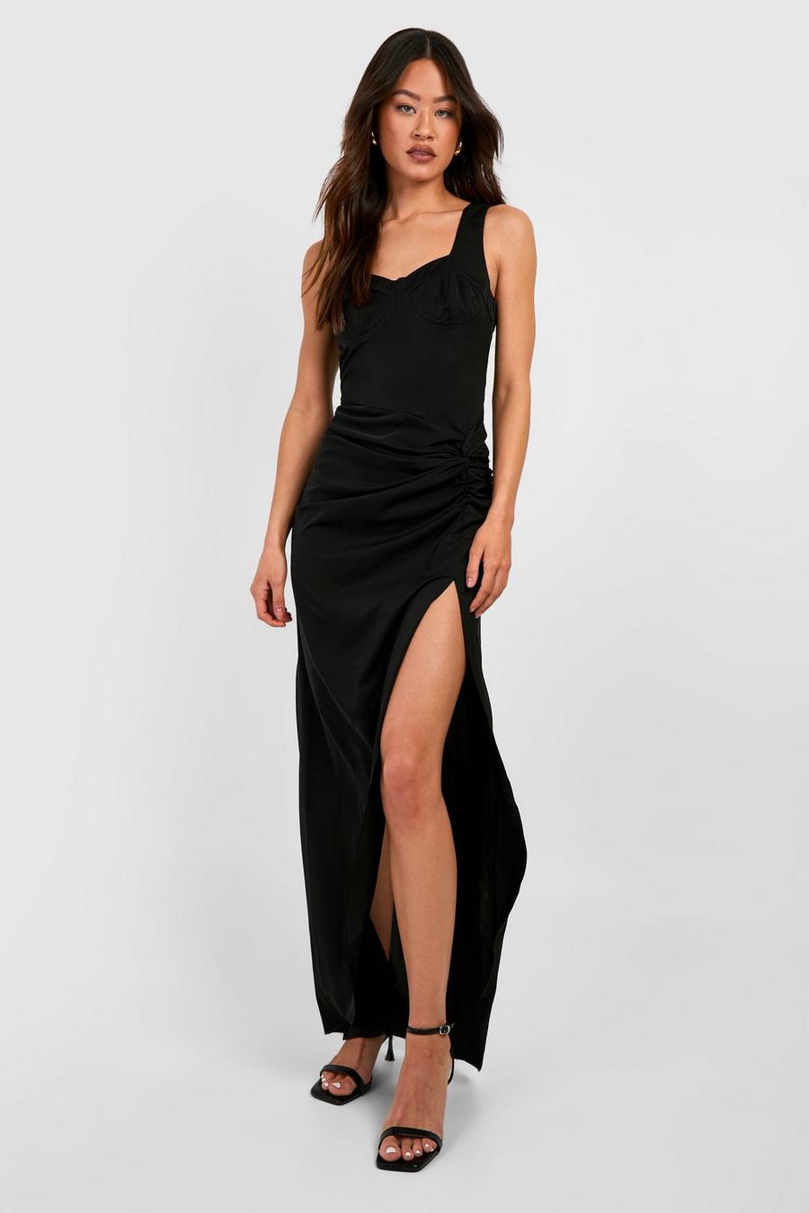 Black Tall Woven Twist Front Maxi Dress image number 1