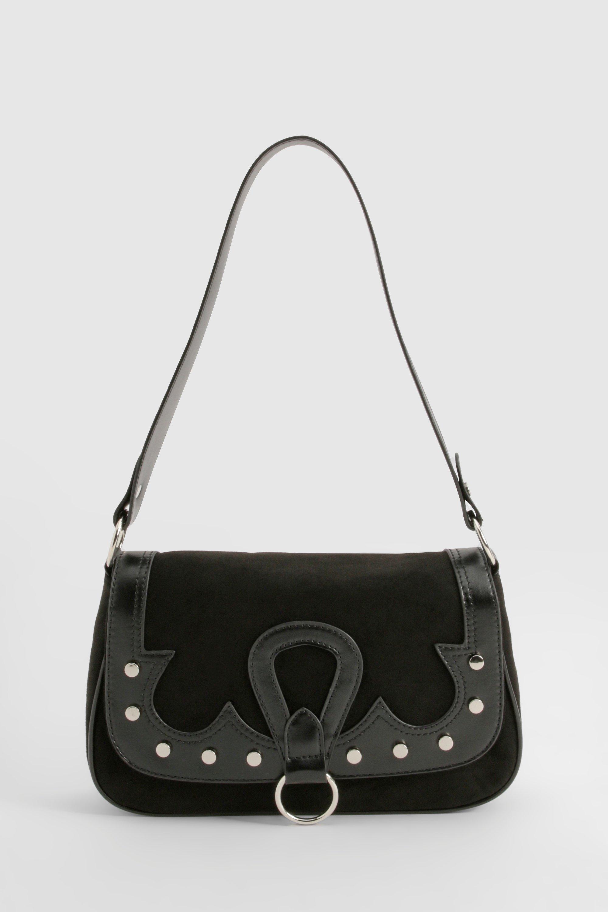 Western Studded Detail Shoulder Bag boohoo IE