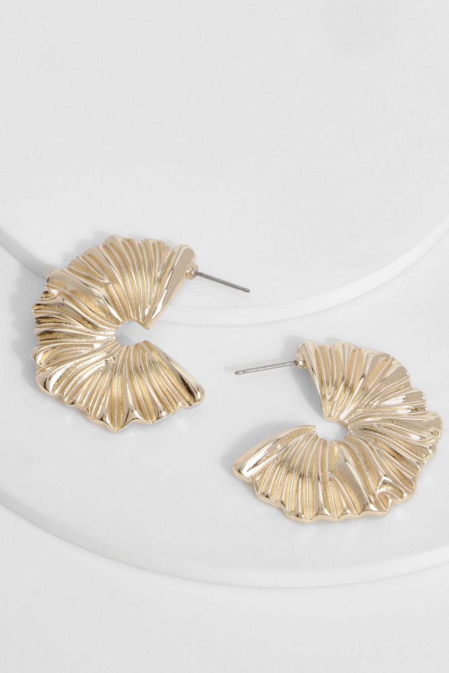 Gold Oversize blommiga hoops