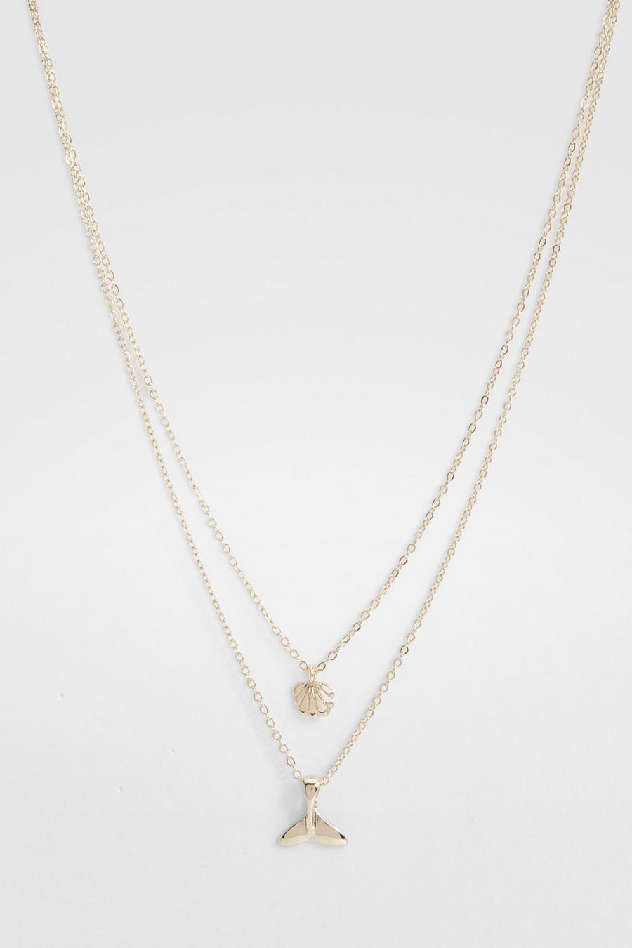Gold Sea Shell Layered Necklace  