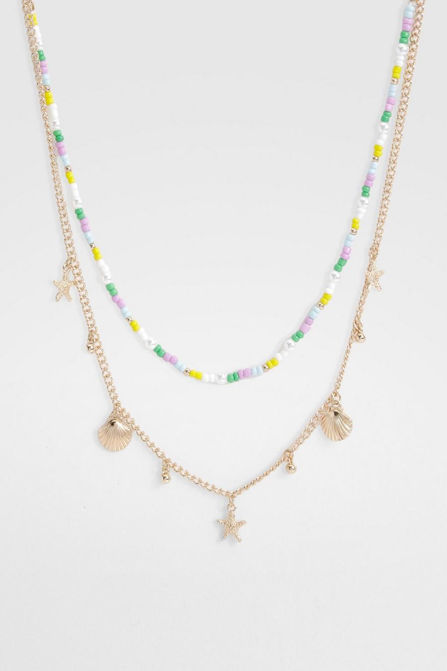 Multipack Perlen-Halskette, Gold image number 1