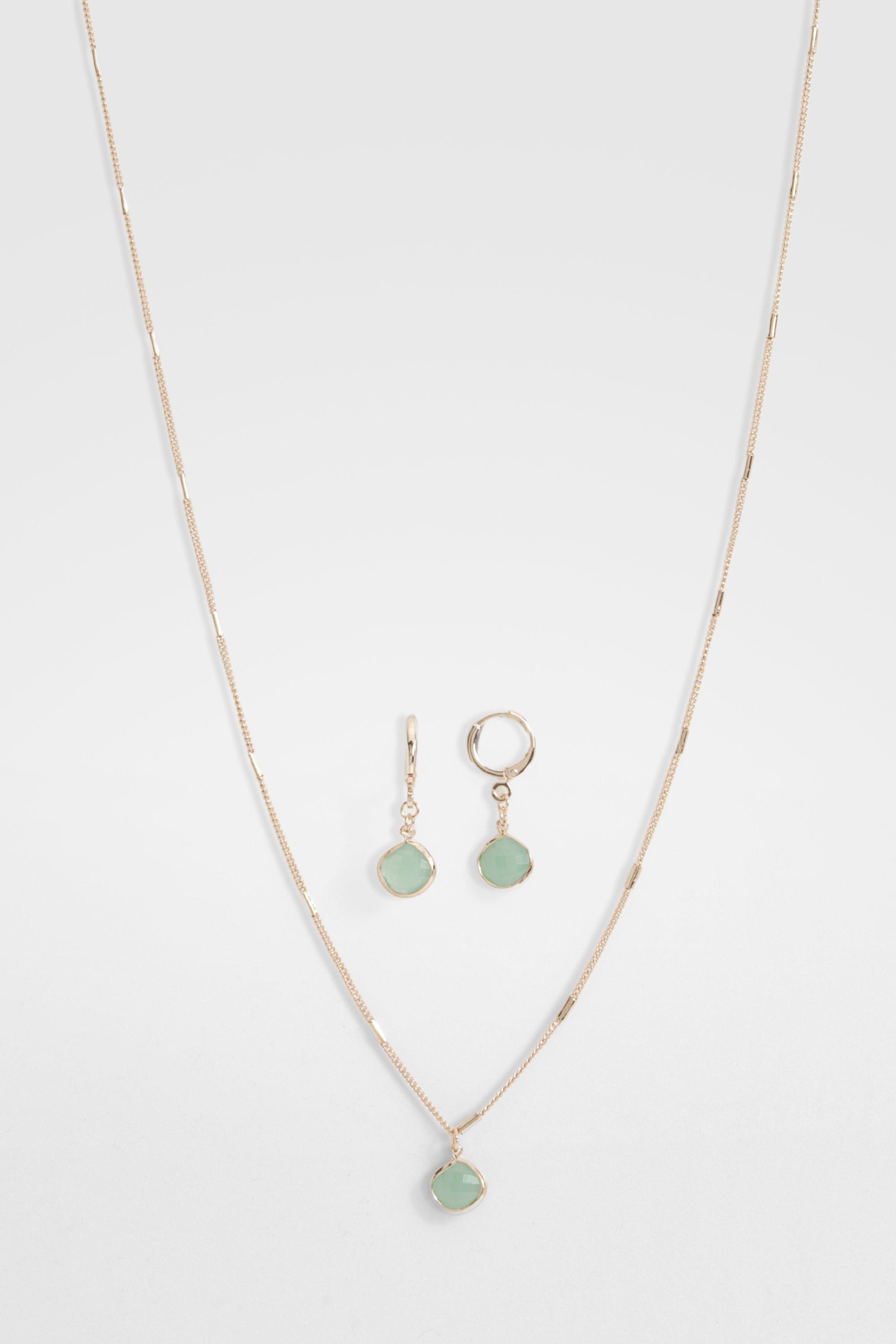 Green stone outlet necklace set