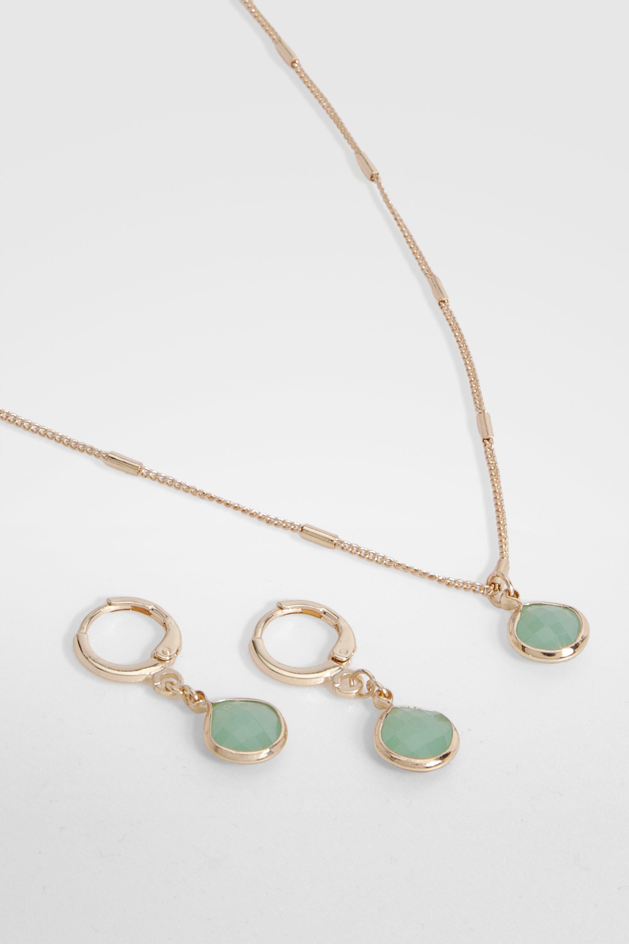 Green stone outlet necklace set