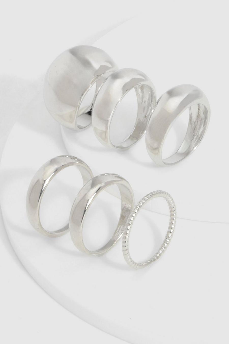 Silver Rounded Multipack Rings image number 1