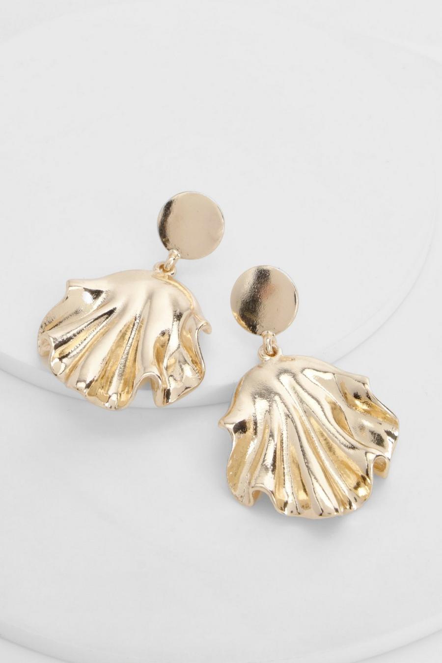 Gold Textured Metal Statement Earrings