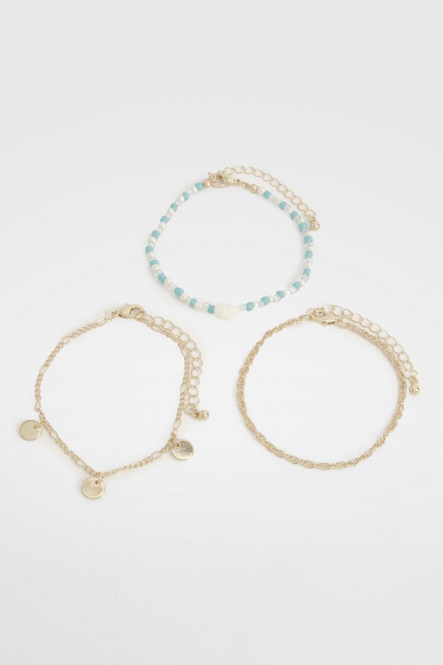 Gold Bead And Chain Bracelet Multipack image number 1