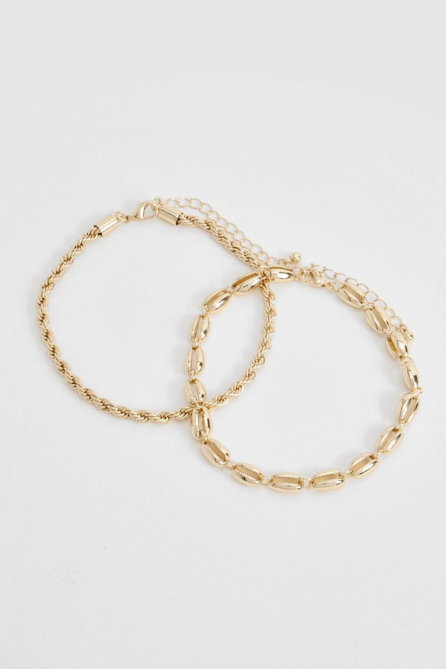 Bracelet de cheville à chaîne et coquillages, Gold image number 1