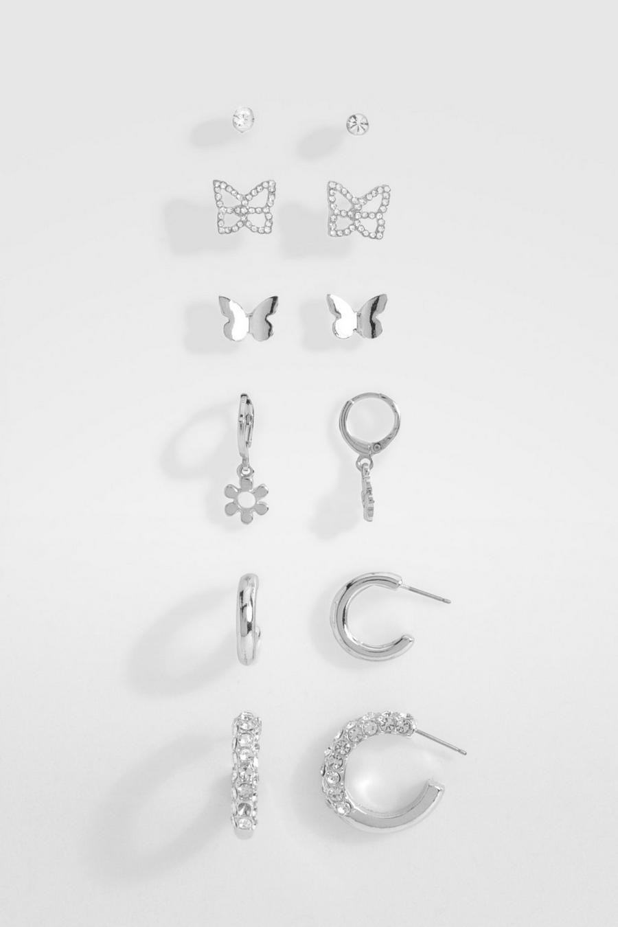 Silver Butterfly Multipack Earrings image number 1