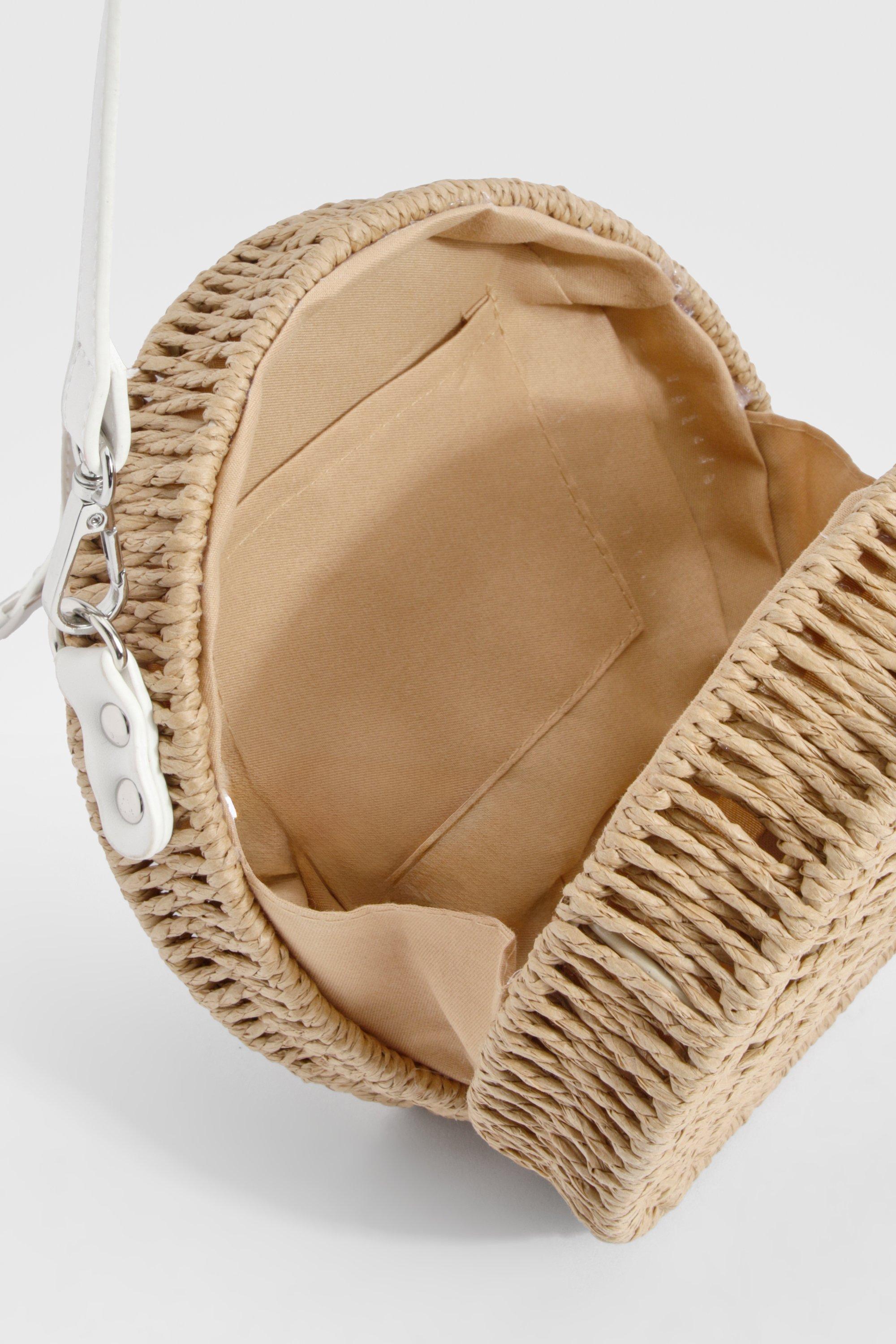 Circle Straw Cross Body Bag boohoo