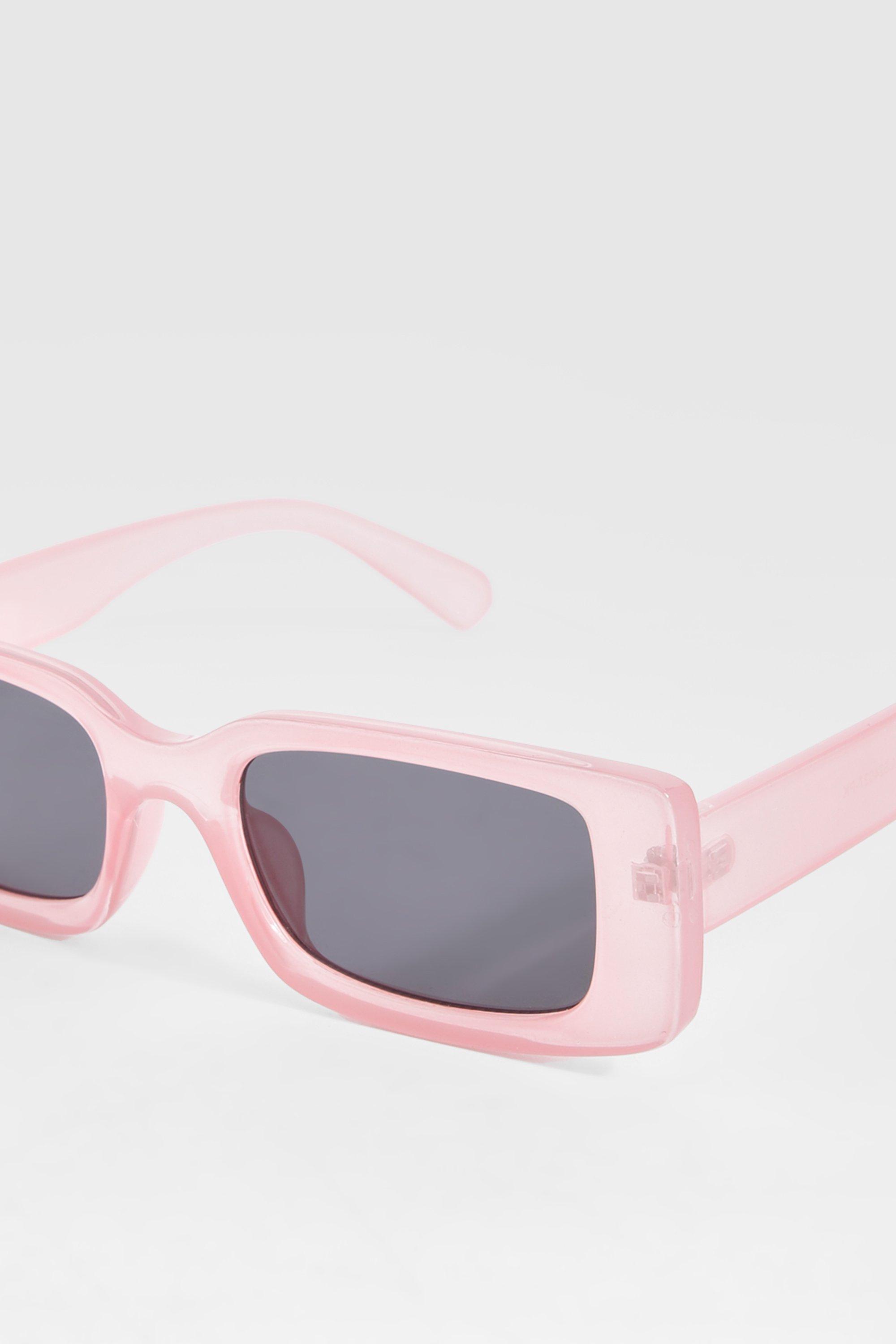 Light Pink Rectangular Frame Sunglasses