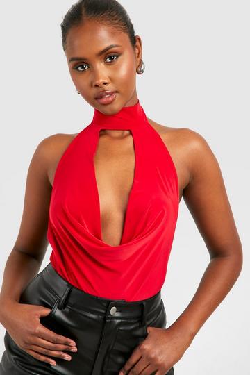 Strakke Bodysuit Met Halter Neck red