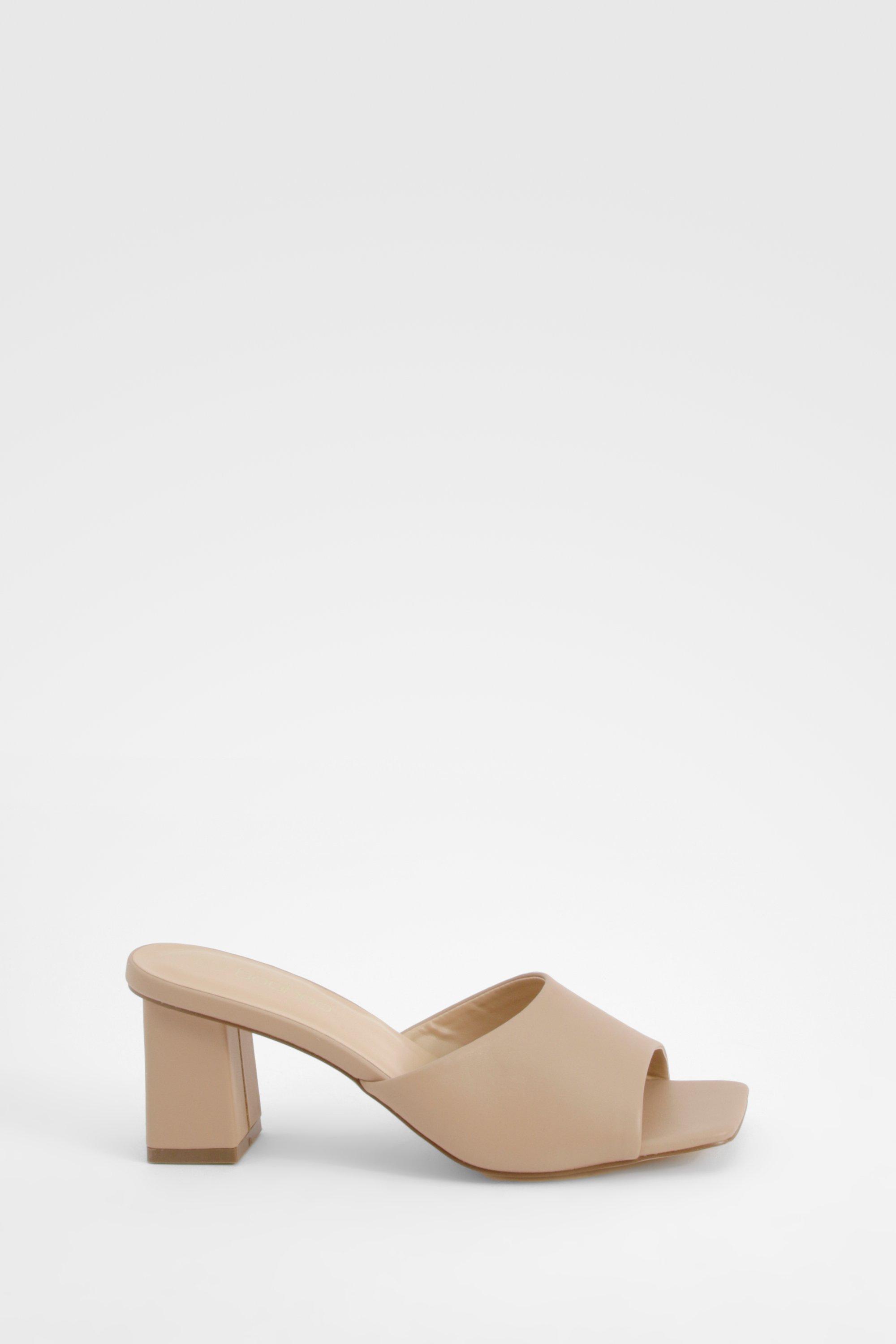 Square Toe Low Block Heel Mule | boohoo