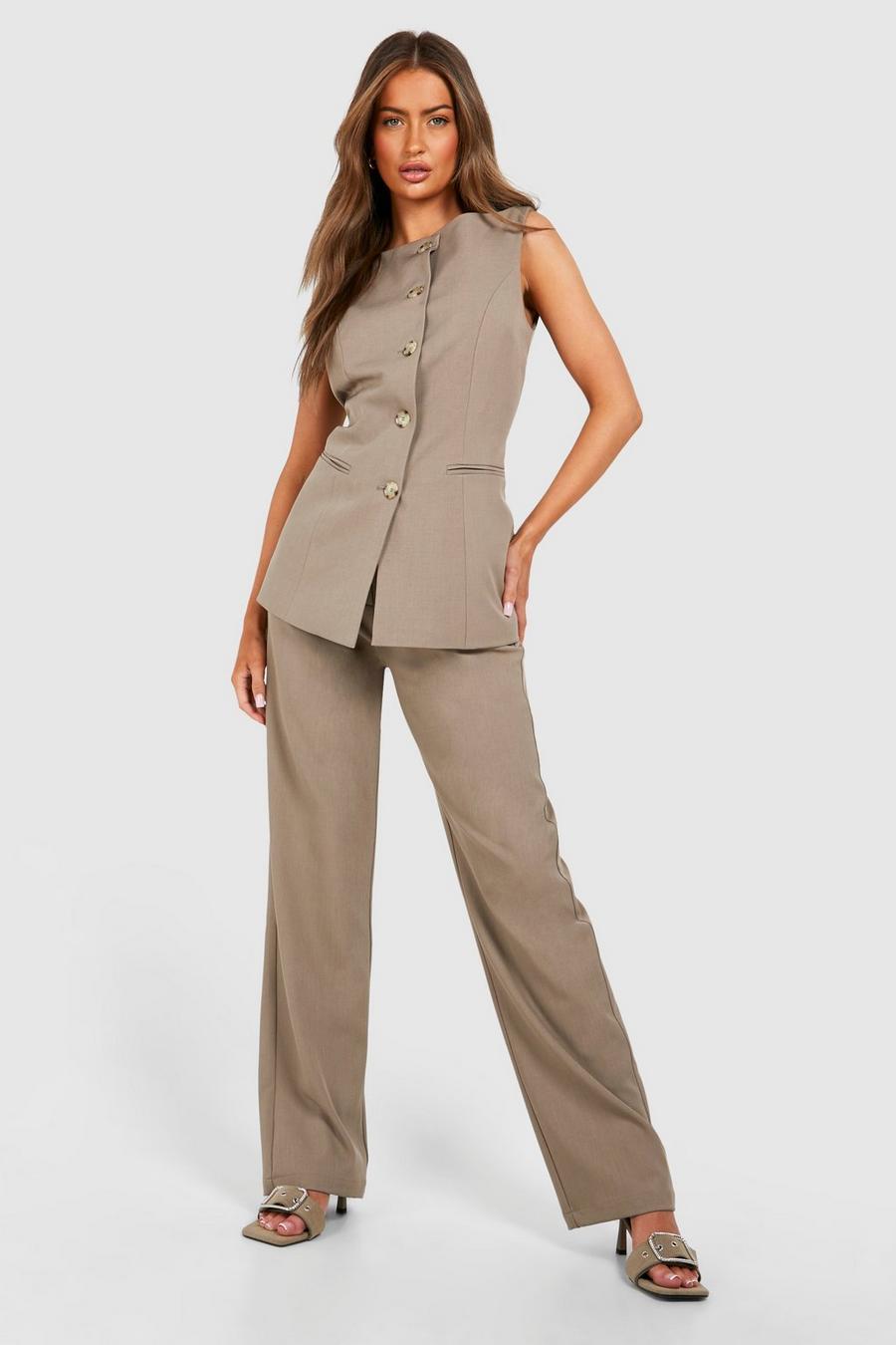 Mocha Straight Leg Tailored Trousers image number 1