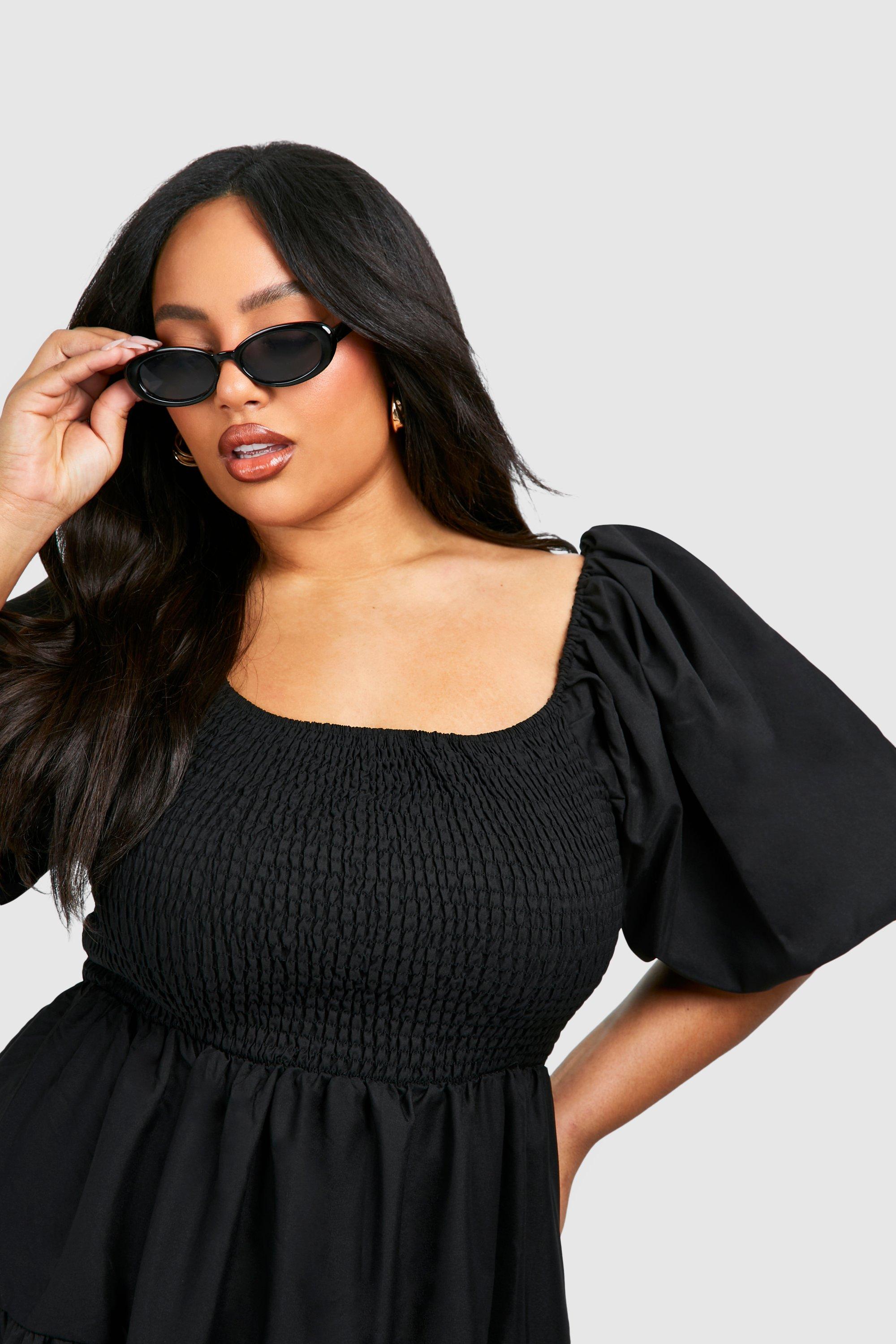 Plus Tiered Shirred Midaxi Smock Dress | boohoo