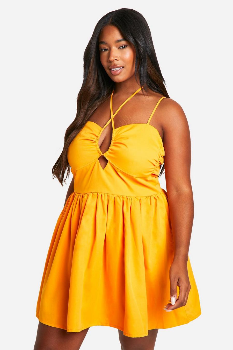 Orange Plus klänning med halterneck