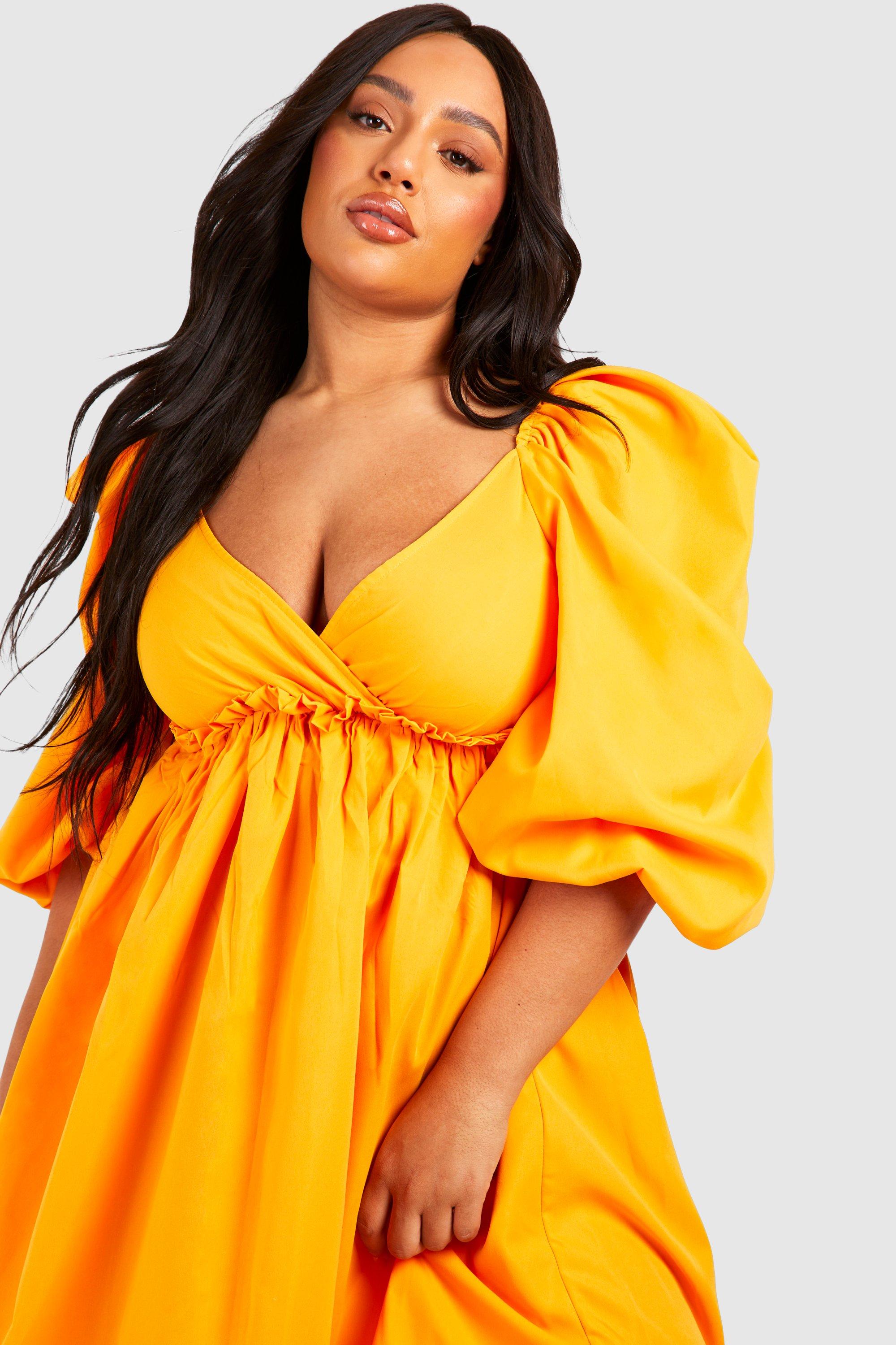 Boohoo plus smock dress best sale