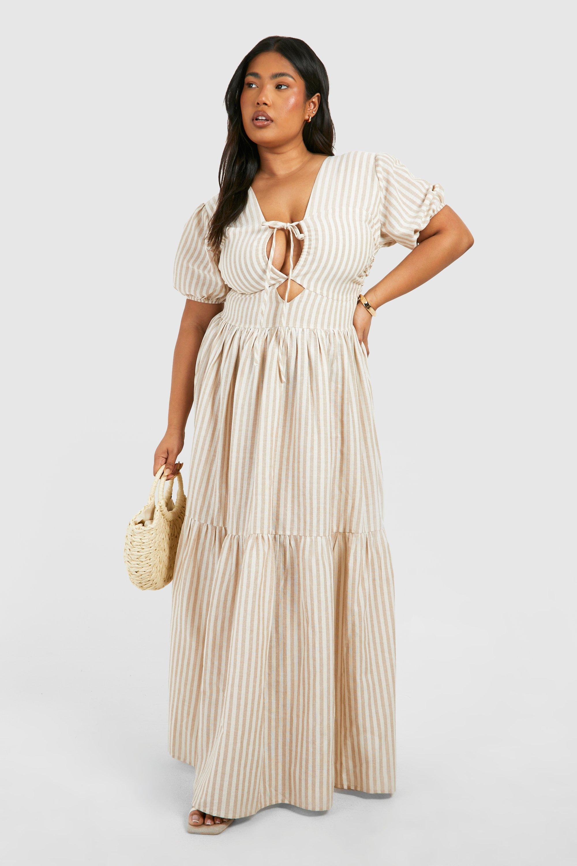 Boohoo striped maxi dress best sale