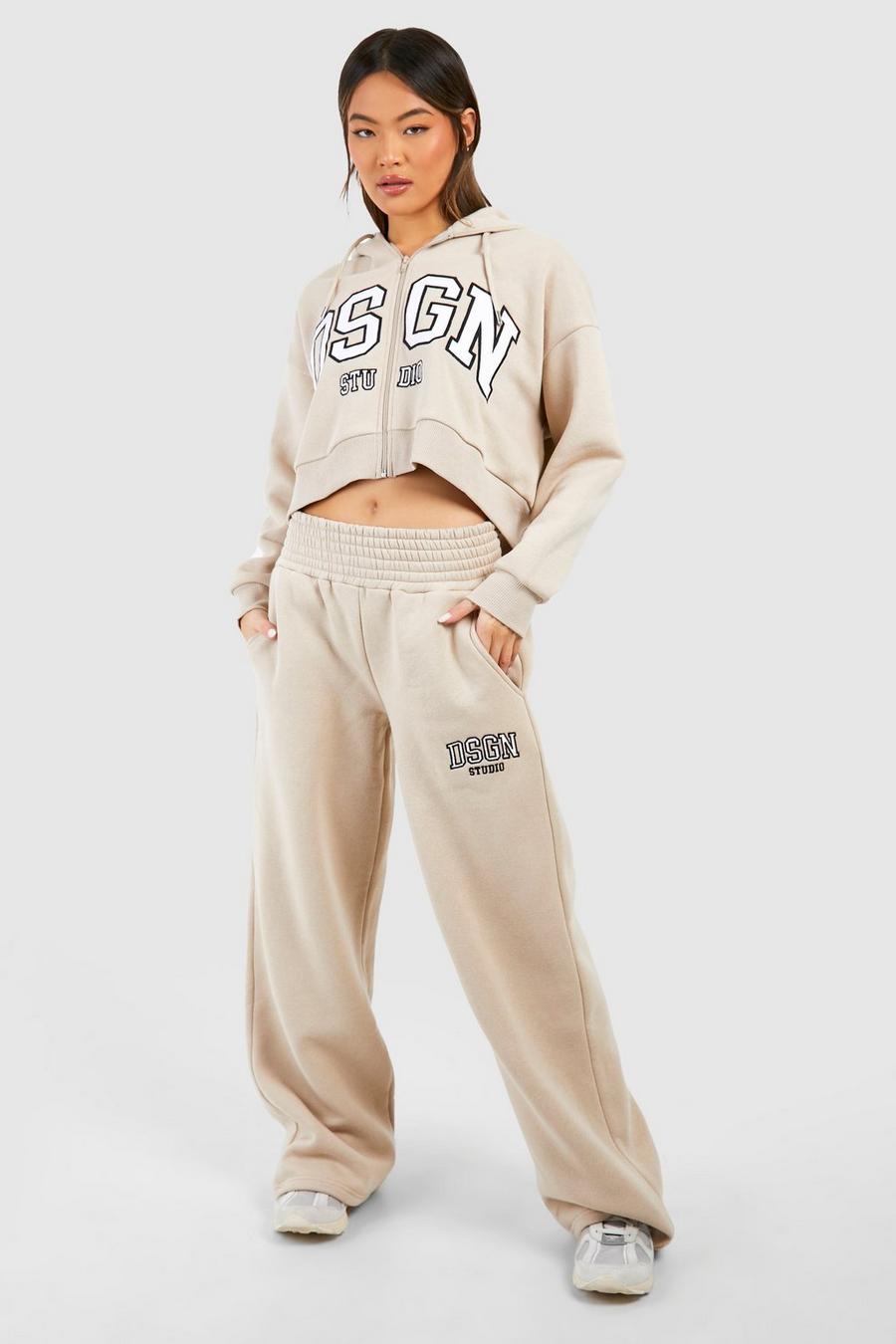 Taupe Dsgn Studio Applique Zip Through Hooded Tracksuit  image number 1