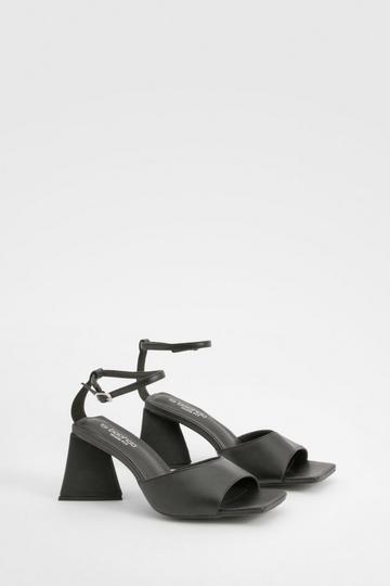 Wide Fit Flared Heel 2 Part Heeled Sandals black