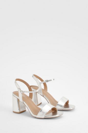 Wide Fit 2 Part Block Heels silver