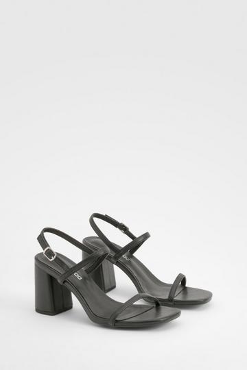 Double Strap Slingback Block Heel Sandals black