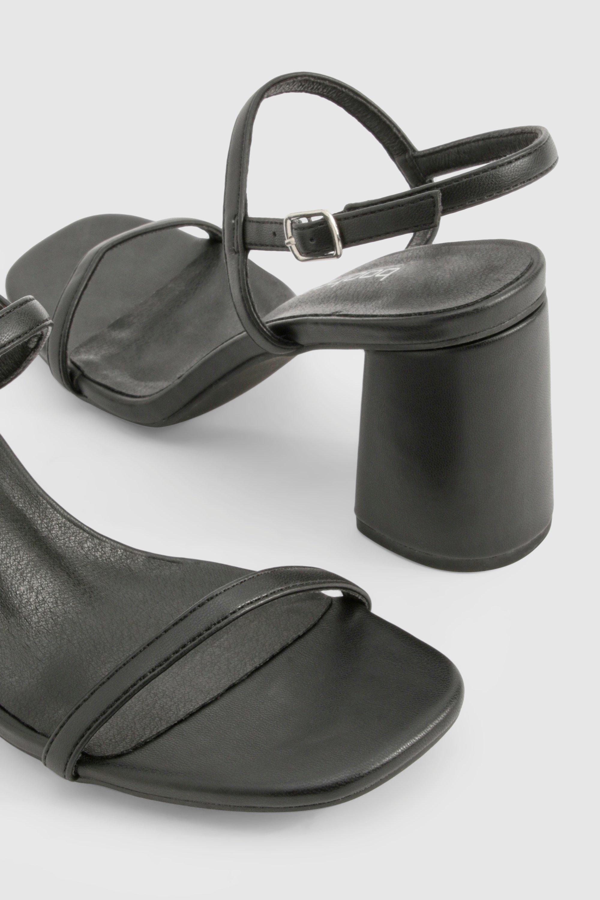 Double Strap Slingback Block Heel Sandals boohoo UK