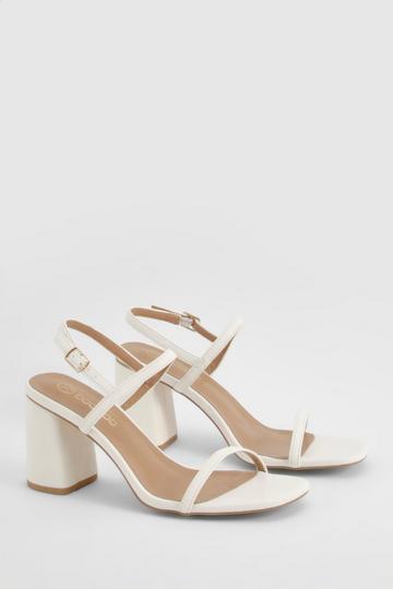 Double Strap Slingback Block Heel Sandals white