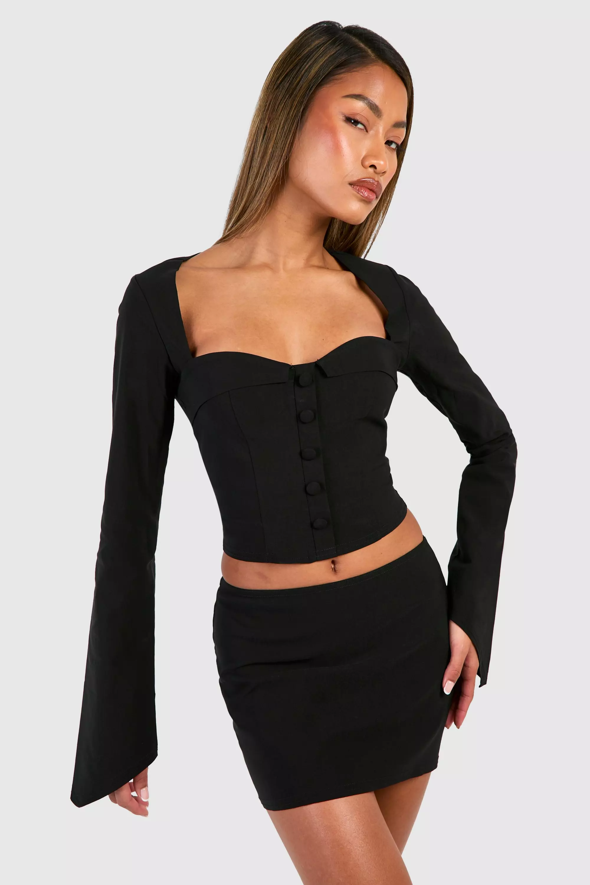 Ivory Button Up Long Sleeve Corset alternative image