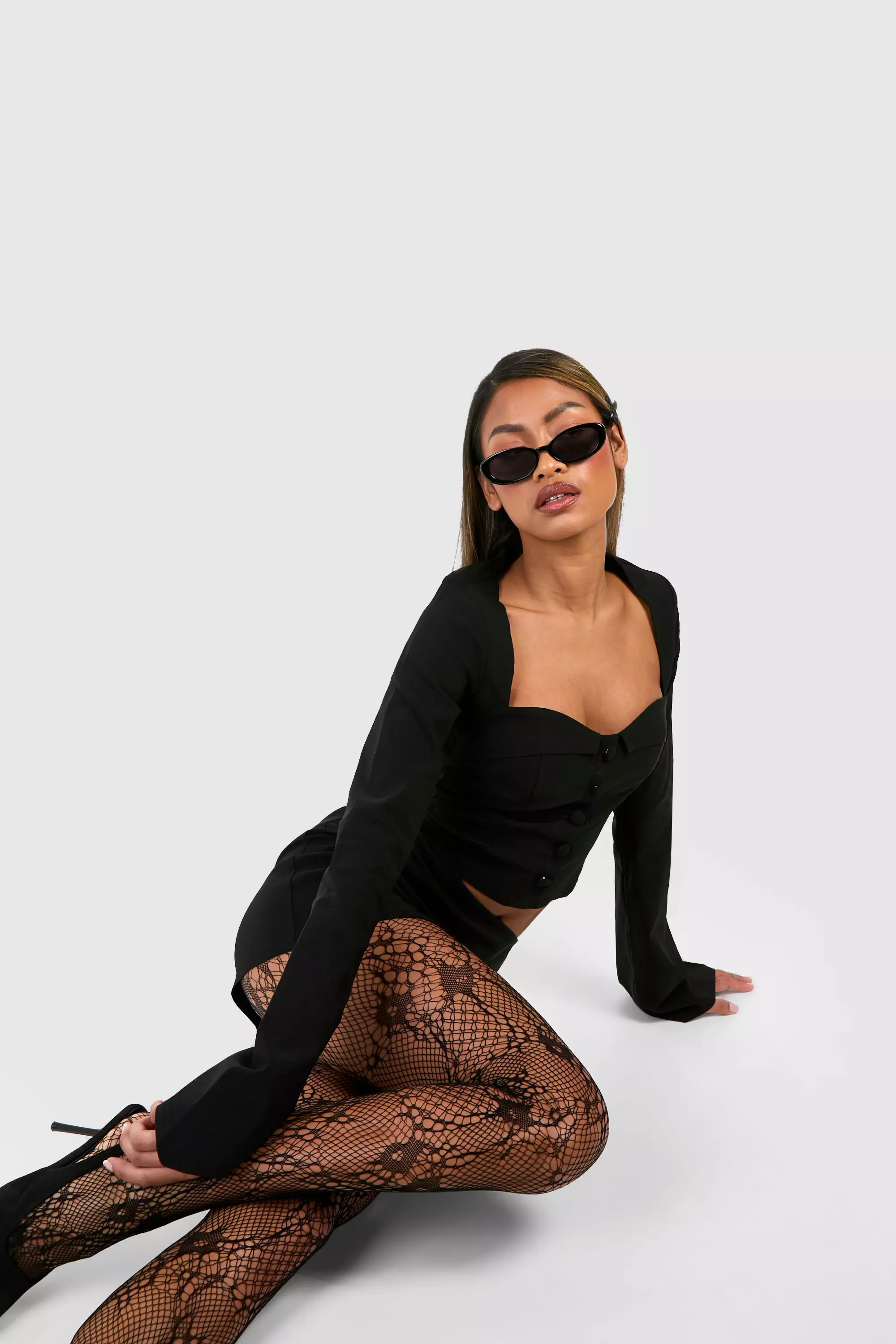 Ivory Button Up Long Sleeve Corset alternative image