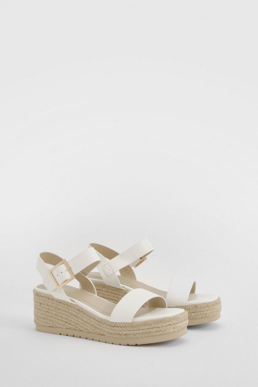 White 2 Part Espadrille Low Wedges image number 1