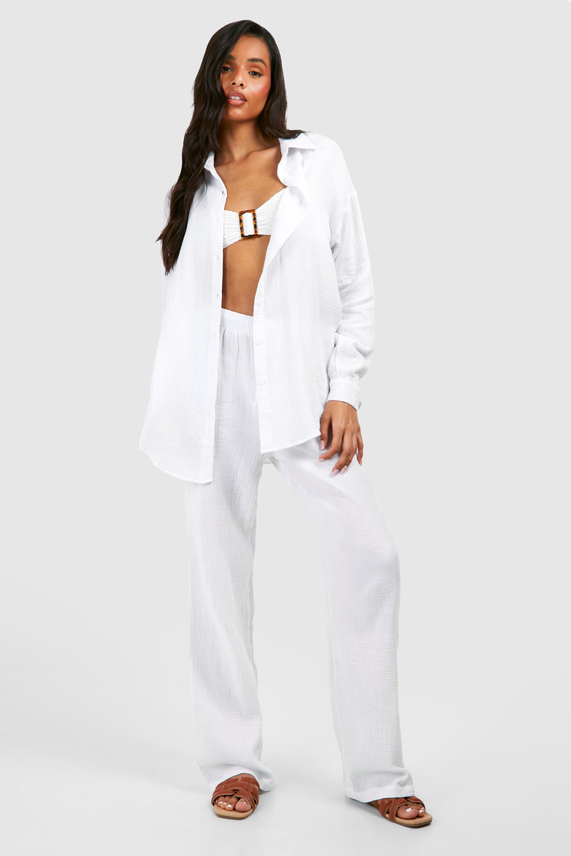 White beach hot sale trousers