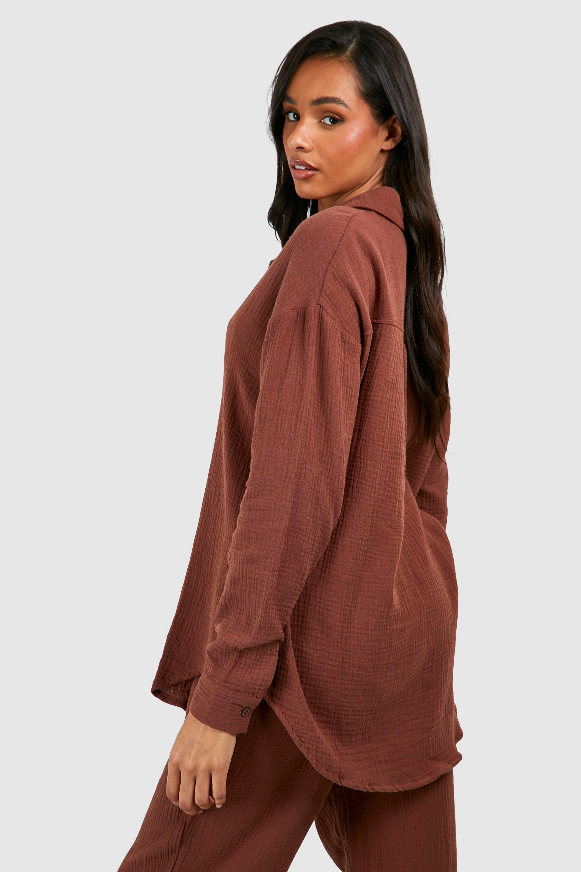 Tall Crinkle Cotton Oversized Beach Shirt | boohoo